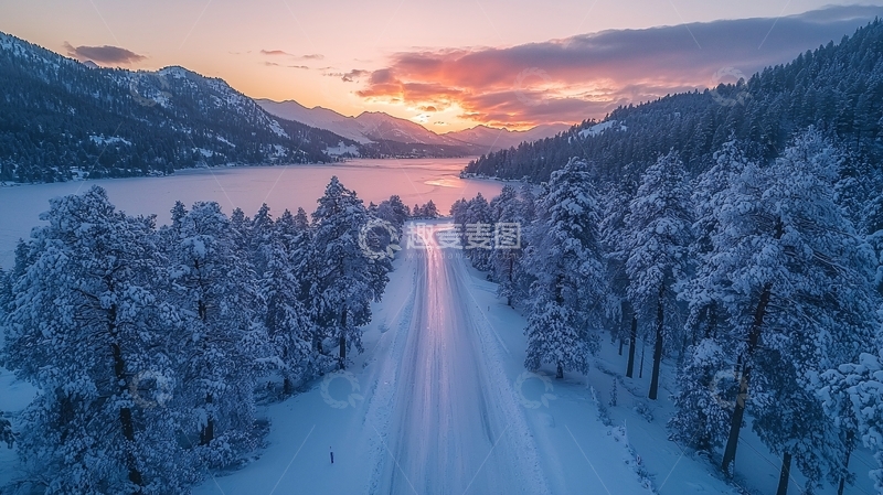 高清大图下载【趣麦麦图】冬季雪景道路