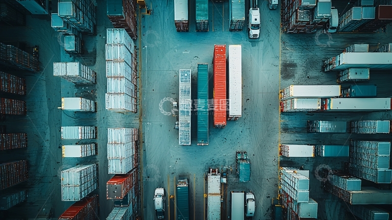 高清大图下载【趣麦麦图】俯视集装箱堆场