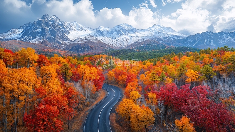 高清大图下载【趣麦麦图】秋色山景公路