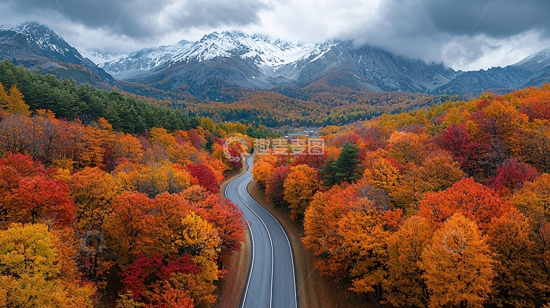 高清大图下载【趣麦麦图】秋季道路山景