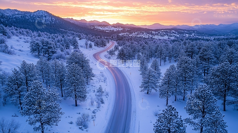 高清大图下载【趣麦麦图】雪山公路