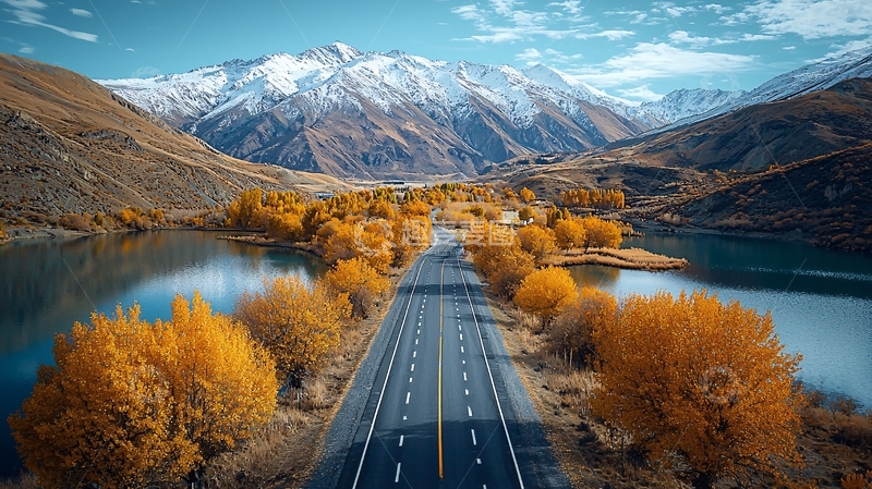 高清大图下载【趣麦麦图】山脉湖泊公路秋季风景