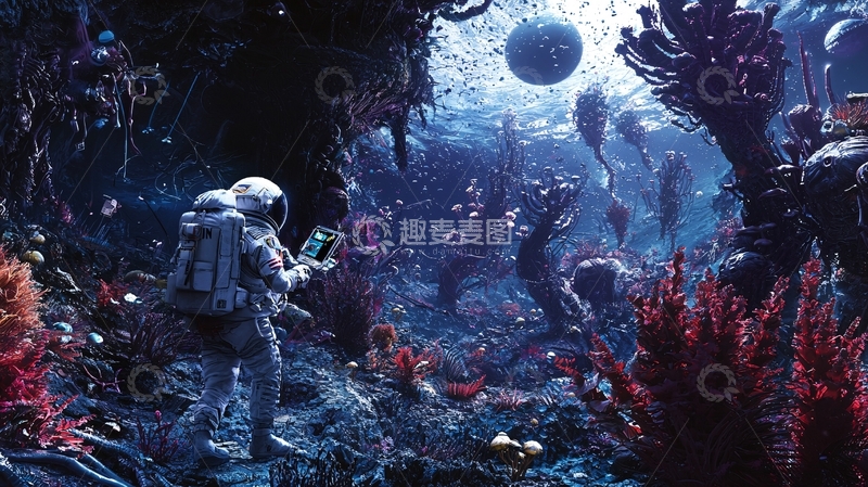 高清大图下载【趣麦麦图】太空宇航员海底探险