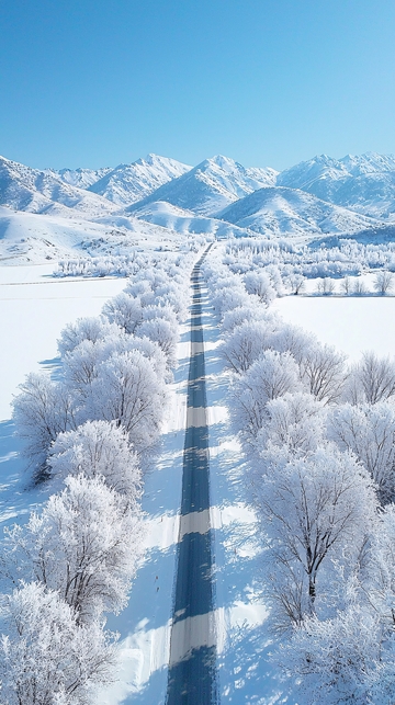 雪山下的公路