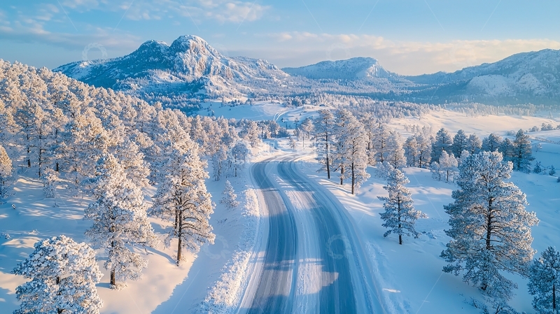 高清大图下载【趣麦麦图】雪覆盖的道路