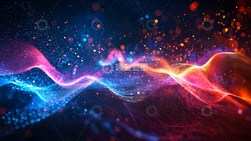 高清大图下载【趣麦麦图】绚丽多彩的能量粒子波浪