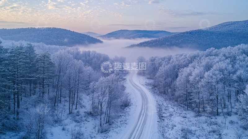 高清大图下载【趣麦麦图】雪后山间公路美景