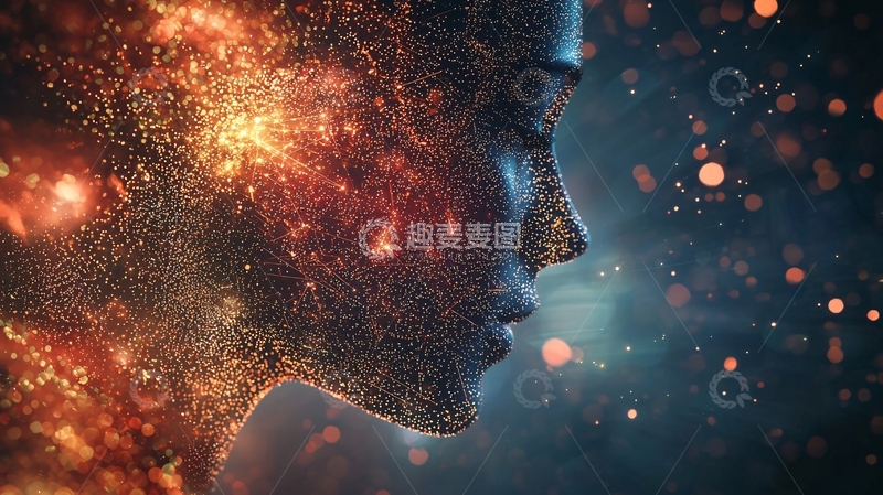 高清大图下载【趣麦麦图】火焰粒子女人侧脸