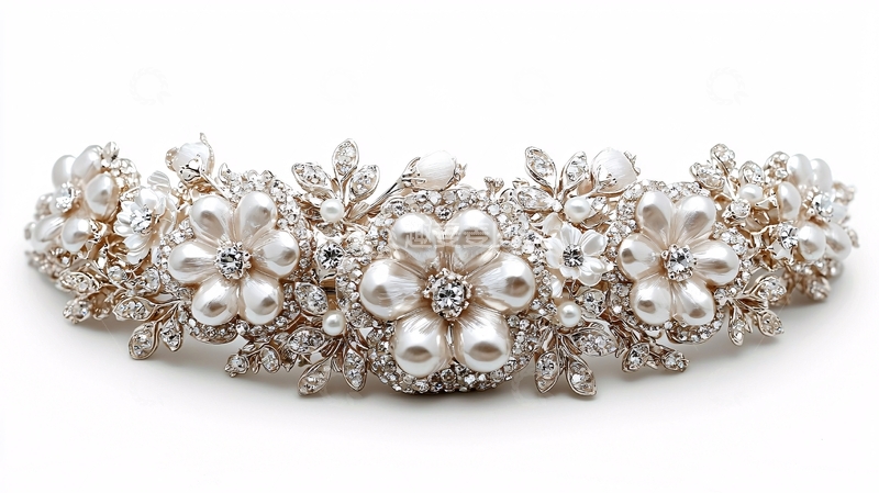 高清大图下载【趣麦麦图】珍珠花朵银色头饰
