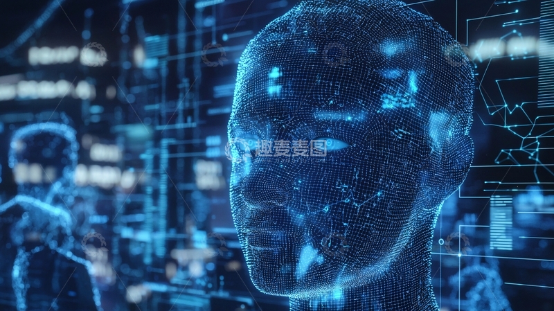 高清大图下载【趣麦麦图】科技感蓝色透明人像