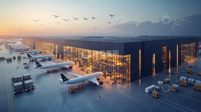 高清大图下载【趣麦麦图】繁忙机场货运场景