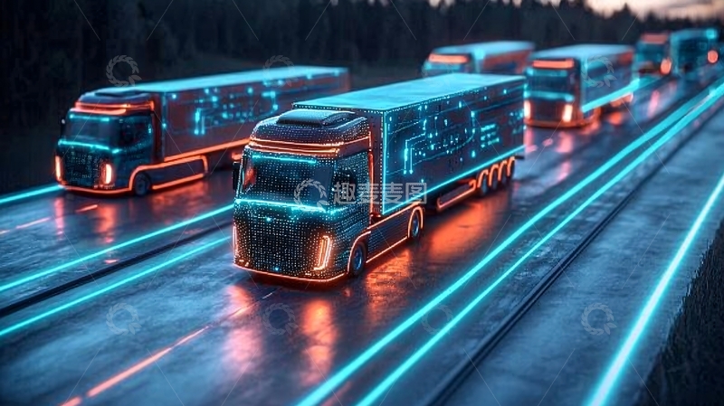 高清大图下载【趣麦麦图】未来感的卡车车队