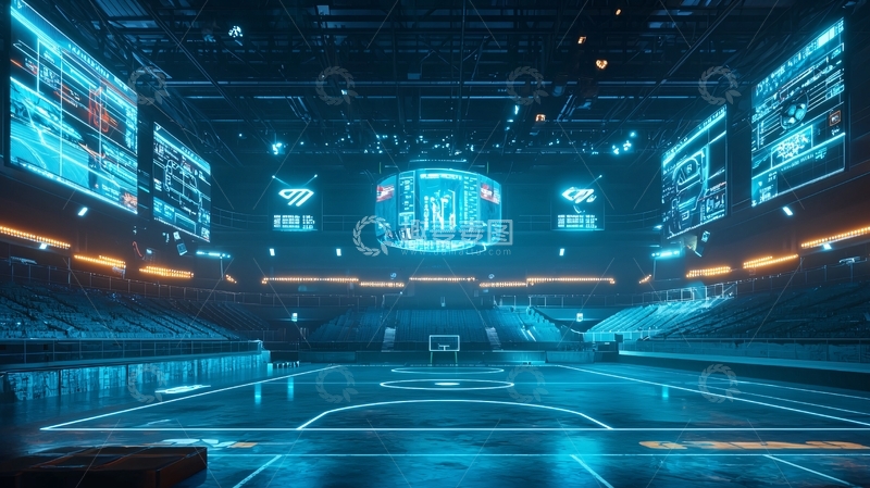 高清大图下载【趣麦麦图】未来科技感篮球馆