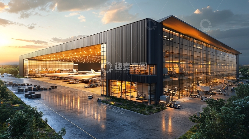 高清大图下载【趣麦麦图】现代飞机库外观