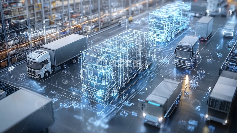 高清大图下载【趣麦麦图】现代物流卡车运输科技感