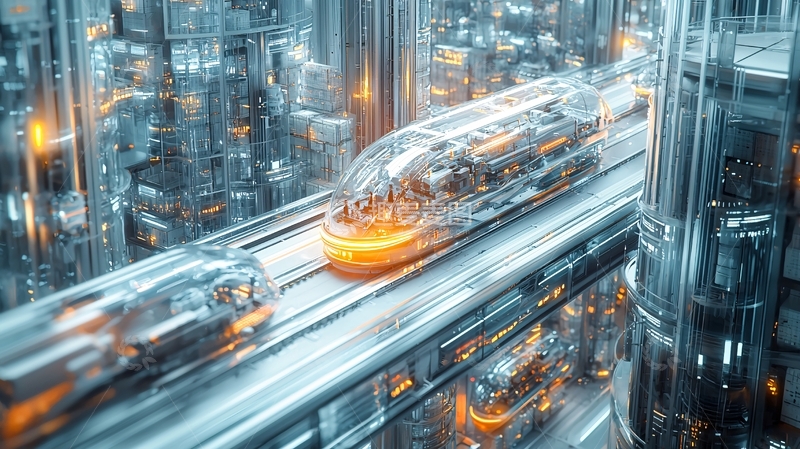 高清大图下载【趣麦麦图】未来城市中的透明列车