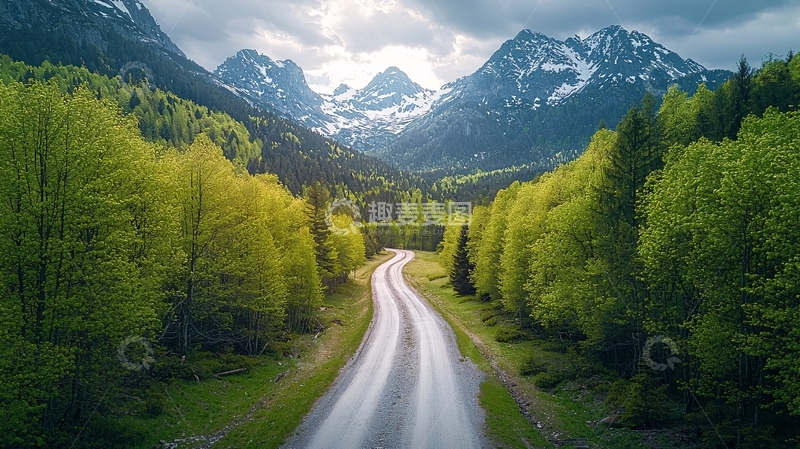高清大图下载【趣麦麦图】山间公路与绿树
