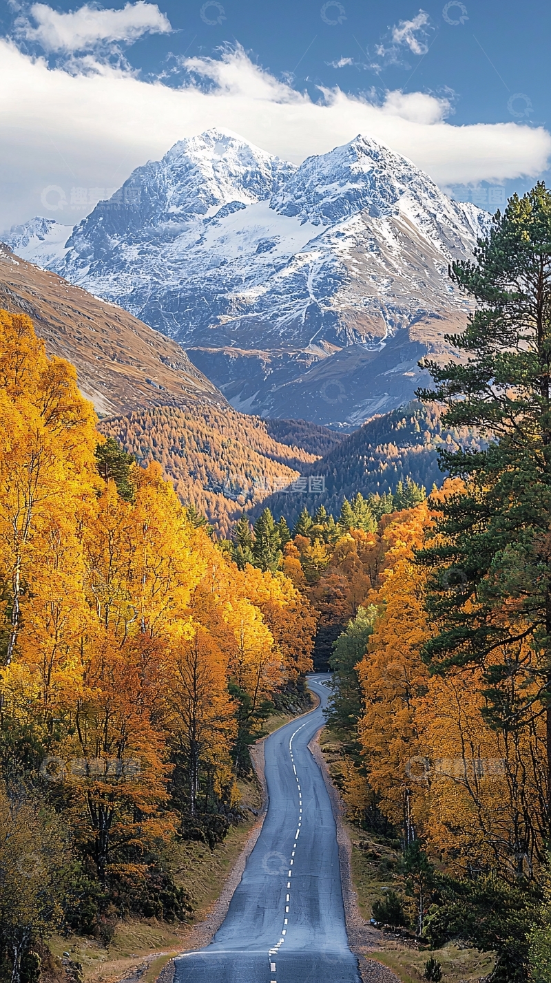 高清大图下载【趣麦麦图】秋季山间公路风景