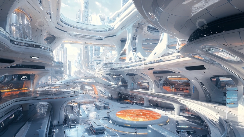 高清大图下载【趣麦麦图】未来科技感建筑内部