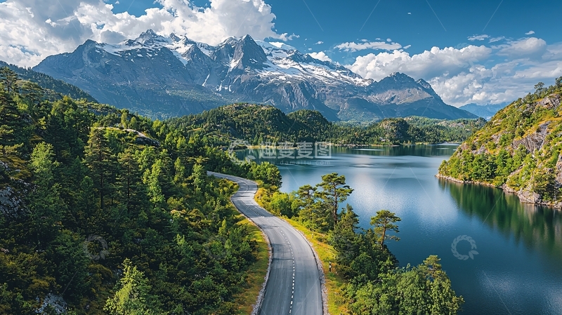 高清大图下载【趣麦麦图】湖光山色公路风景