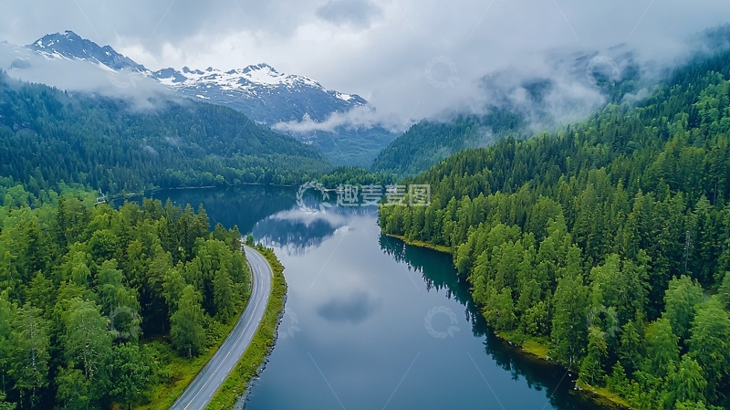 高清大图下载【趣麦麦图】山水相依的绿色生态环境