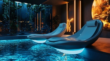 现代室内泳池休闲椅