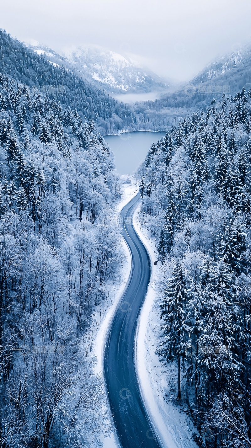 高清大图下载【趣麦麦图】雪山蜿蜒公路