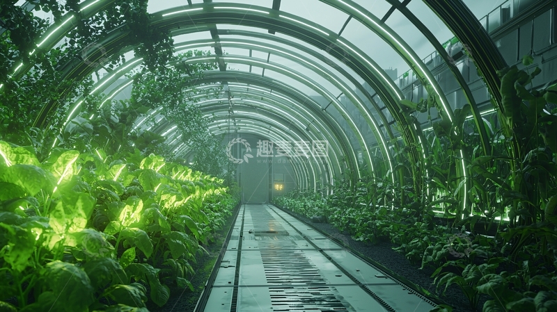 高清大图下载【趣麦麦图】未来科技感植物温室