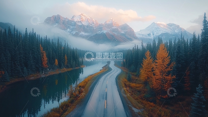 高清大图下载【趣麦麦图】山间公路的秋日美景