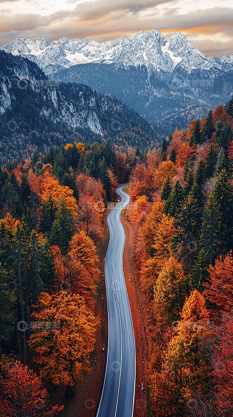 高清大图下载【趣麦麦图】秋日山间公路