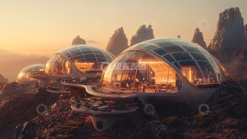 高清大图下载【趣麦麦图】山顶透明球形建筑