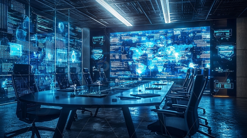 科技感蓝色监控室