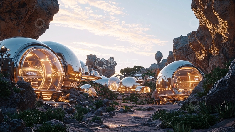 高清大图下载【趣麦麦图】未来科技感峡谷建筑群