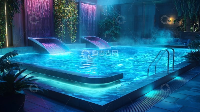 高清大图下载【趣麦麦图】室内游泳池夜景