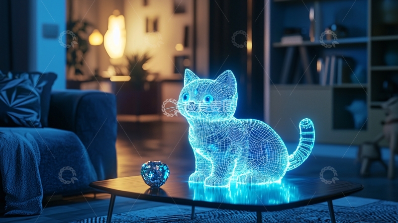 高清大图下载【趣麦麦图】蓝光小猫装饰灯