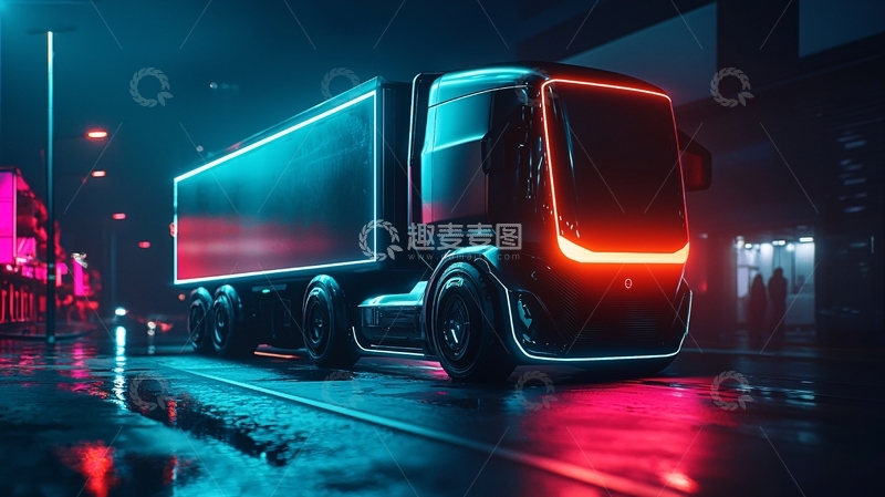 高清大图下载【趣麦麦图】夜幕下的未来卡车