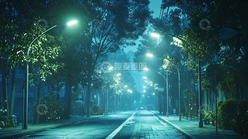 高清大图下载【趣麦麦图】夜晚道路灯光