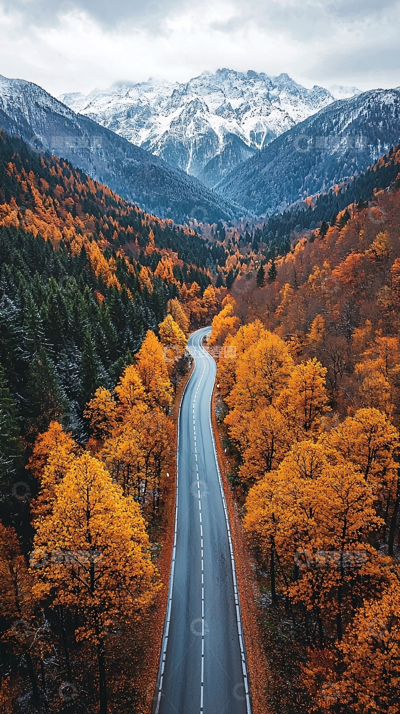 高清大图下载【趣麦麦图】秋季山间公路美景