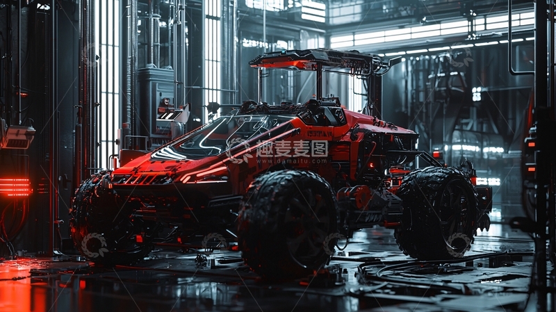 高清大图下载【趣麦麦图】未来感红色越野车