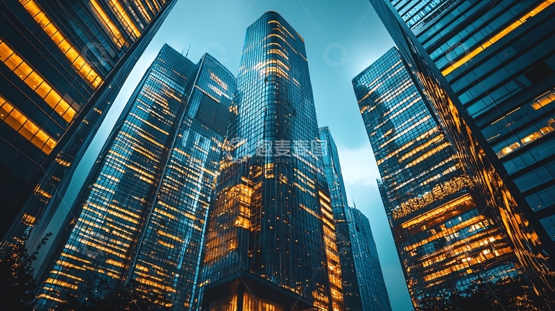 高清大图下载【趣麦麦图】仰视角度下的都市摩天大楼