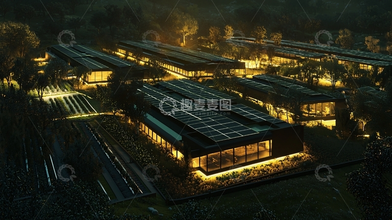 高清大图下载【趣麦麦图】夜晚灯光下的建筑群