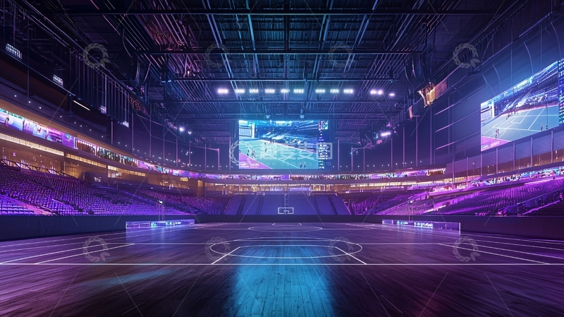 高清大图下载【趣麦麦图】未来感篮球馆室内设计