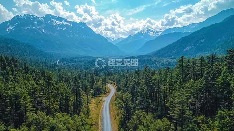 高清大图下载【趣麦麦图】森林公路山景