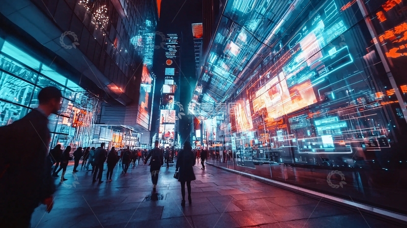 高清大图下载【趣麦麦图】霓虹灯闪烁的都市夜景