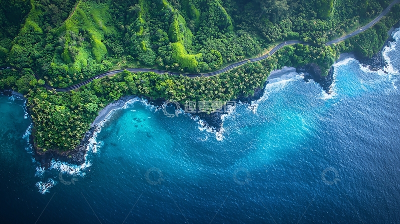 高清大图下载【趣麦麦图】海岸线森林鸟瞰图