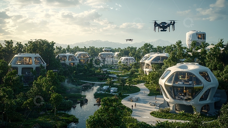 高清大图下载【趣麦麦图】未来主义村落