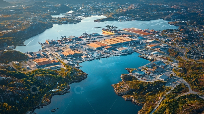 高清大图下载【趣麦麦图】港口城市鸟瞰图