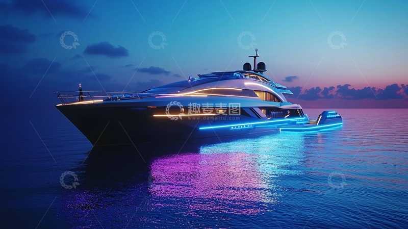高清大图下载【趣麦麦图】夜幕下的豪华游艇