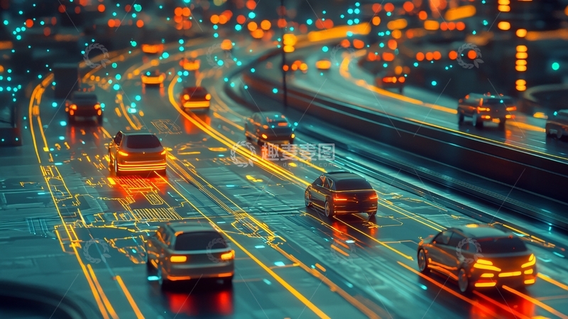 高清大图下载【趣麦麦图】夜晚高速公路车辆行驶