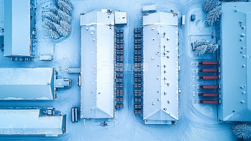 高清大图下载【趣麦麦图】雪后仓库建筑鸟瞰图